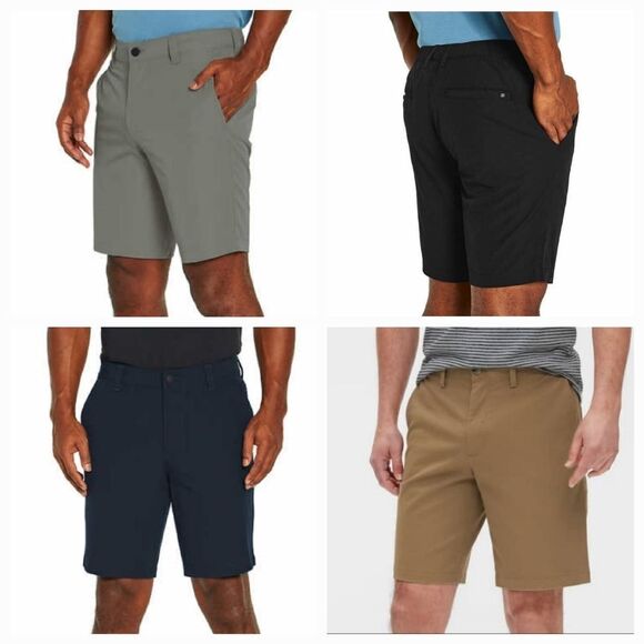 🩵NWT Banana Republic Tan Men's Elastic Flat Front Shorts Size 38 - Picture 2 of 5